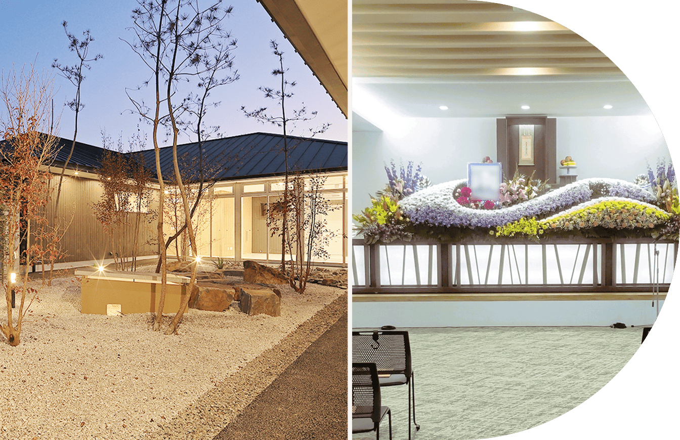 中庭と式場の様子