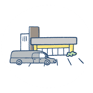 寝台車でお迎え